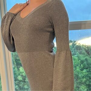 Elegant Gray Knit Mini Dress